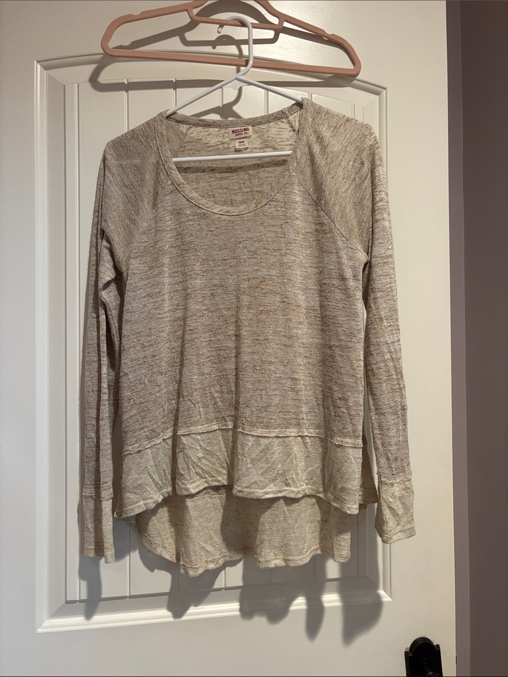 Mossimo Supply Co. Layered Scoop Neck Long Sleeve Top - Oatmeal Heather